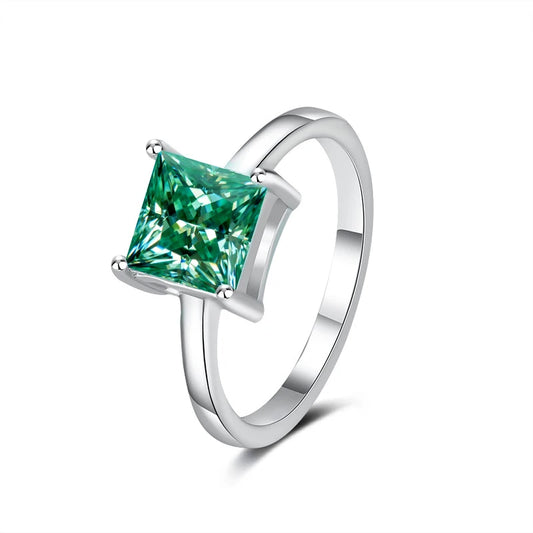 FIRERING 1-2ct Square Moissanite Ring GRA Certificate Passed Diamond Test S925 Silver Women Anniversary Jewelry Gift - Uknowucme