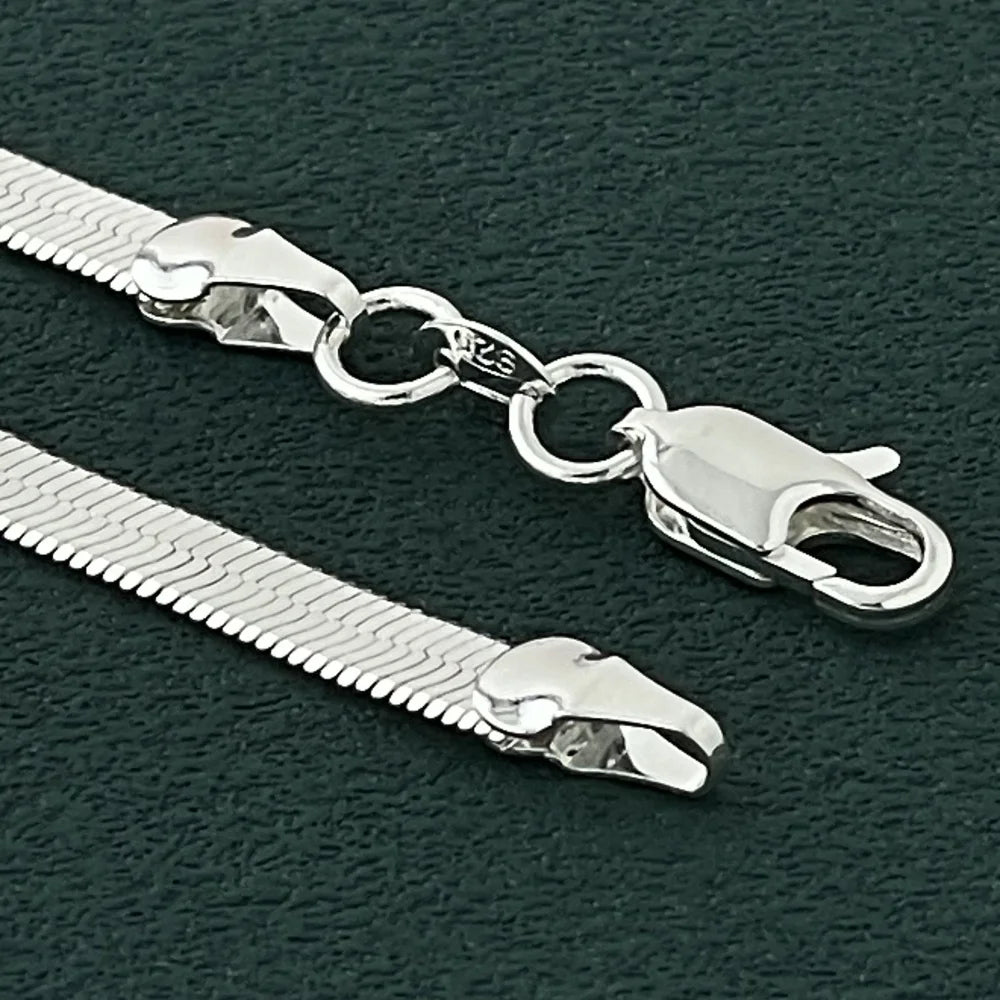 Original 925 Sterling Silver fine 4MM Blade Chain Necklace for Women Men Luxury wedding party Jewelry Holiday gifts - Uknowucme
