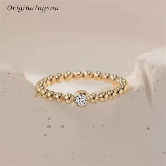 14K Gold Filled Moissanite Ring Handmade Beads Band Ring Minimalism Jewelry Tarnish Resistant Jewelry Boho Women Ring - Uknowucme