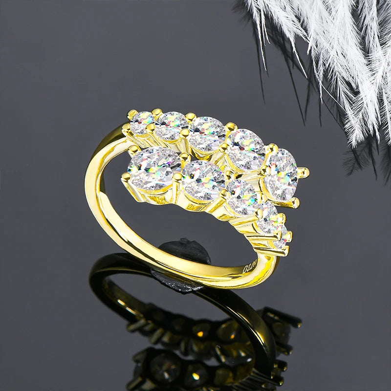 10 Stones All Moissanite Bridal Rings Open Ring 925 Silver with Certificate Woman Engagement Wedding Jewelry Anillos Original - Uknowucme