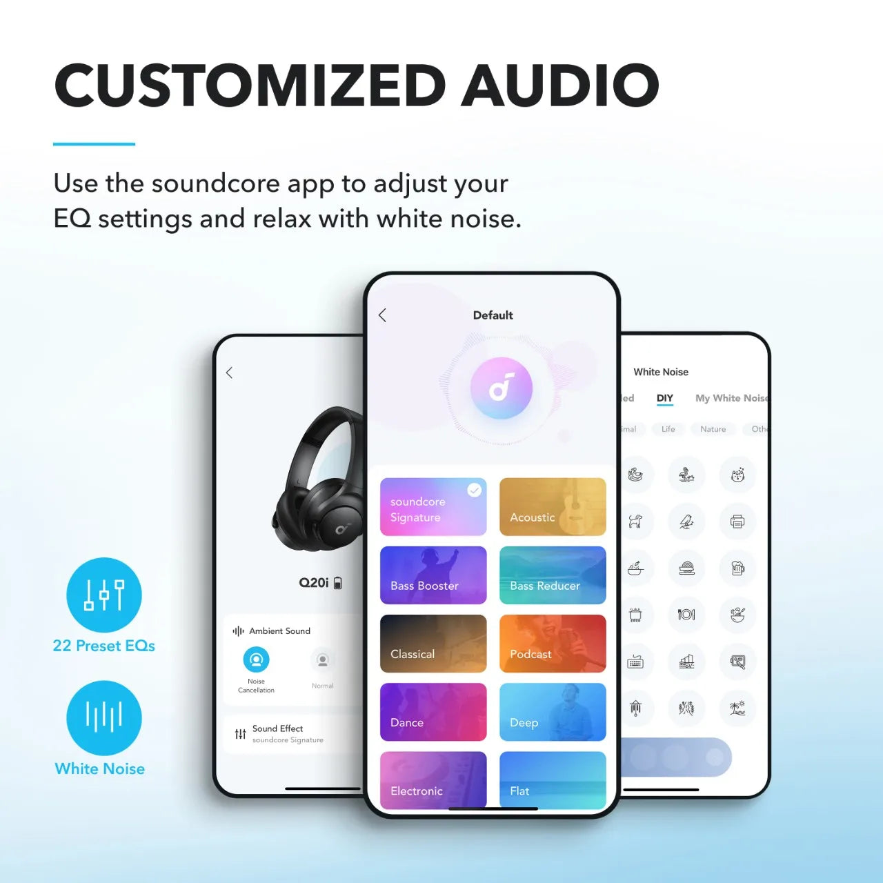 soundcore by Anker Q20i Hybrid Active Noise Cancelling Headphones Wireless Over-Ear Bluetooth 40H Long ANC Playtime - Uknowucme