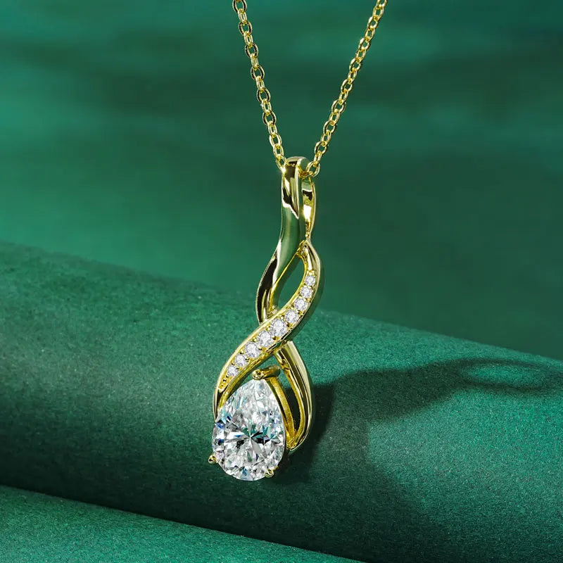 Anziw 7x10mm 2ct Pear Cut Moissanite Infinity Pendant Necklace for Women 925 Sterling Silver Adjustable Chain Fine Jewelry Gift - Uknowucme