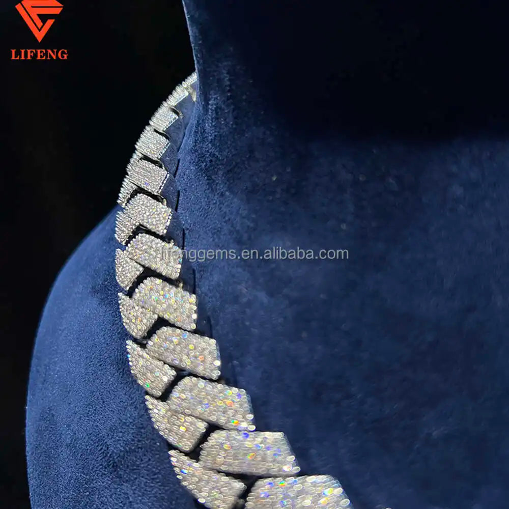 Lifeng Jewelry Vvs Moissanite 18mm Cuban Chain Vvs Moissanite Cuban Chain Hip Hop Necklace Iced Out Diamond Cuban Chain