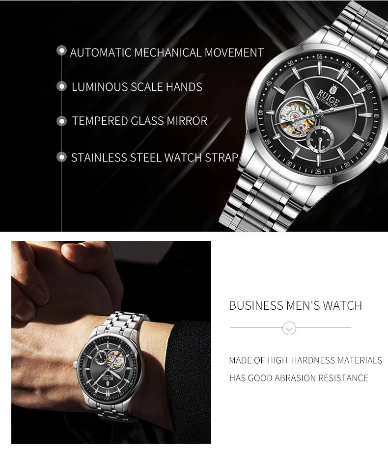 Men's Automatic Mechanical Watch - Elegant Stainless Steel, Calendar Function, Business and Leisure Style, Blue Dial and Date Wi - Uknowucme