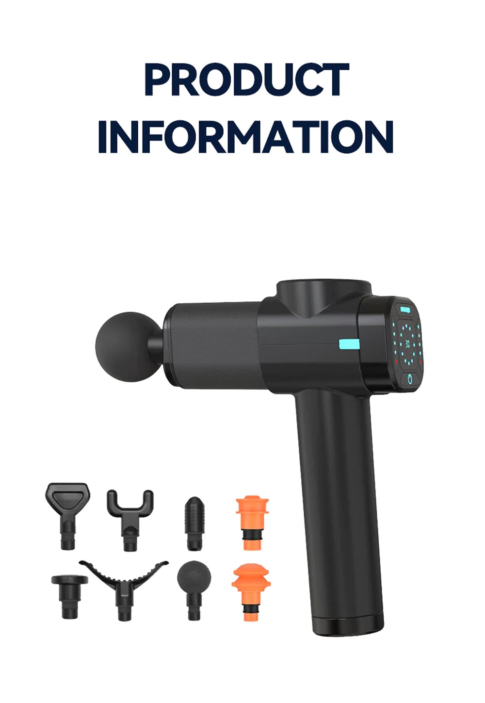Massage Gun 30 Speed& 8 Heads Deep Tissue High Percussion Muscle Back Neck Massager For Athletes Pain Relief Fascia Gun