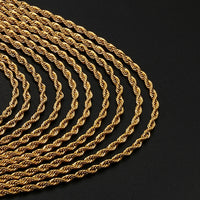 3mm Cuban Chain Rope Chain Stainless Steel Classical  Necklace Mens Women Chains Around The Neck Gold Silver Color Necklace - Uknowucme