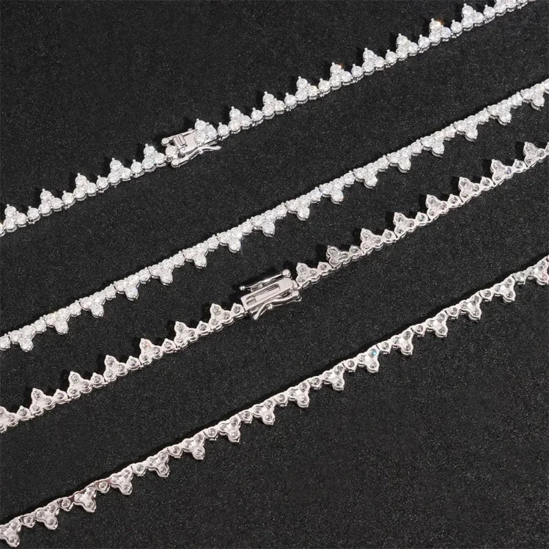 925 Silver 2.5MM Real Moissanite Tennis Necklace 3 Prong Hiphop Jewelry Bling Diamond Link Chain Necklaces Women Men Pass Tester - Uknowucme