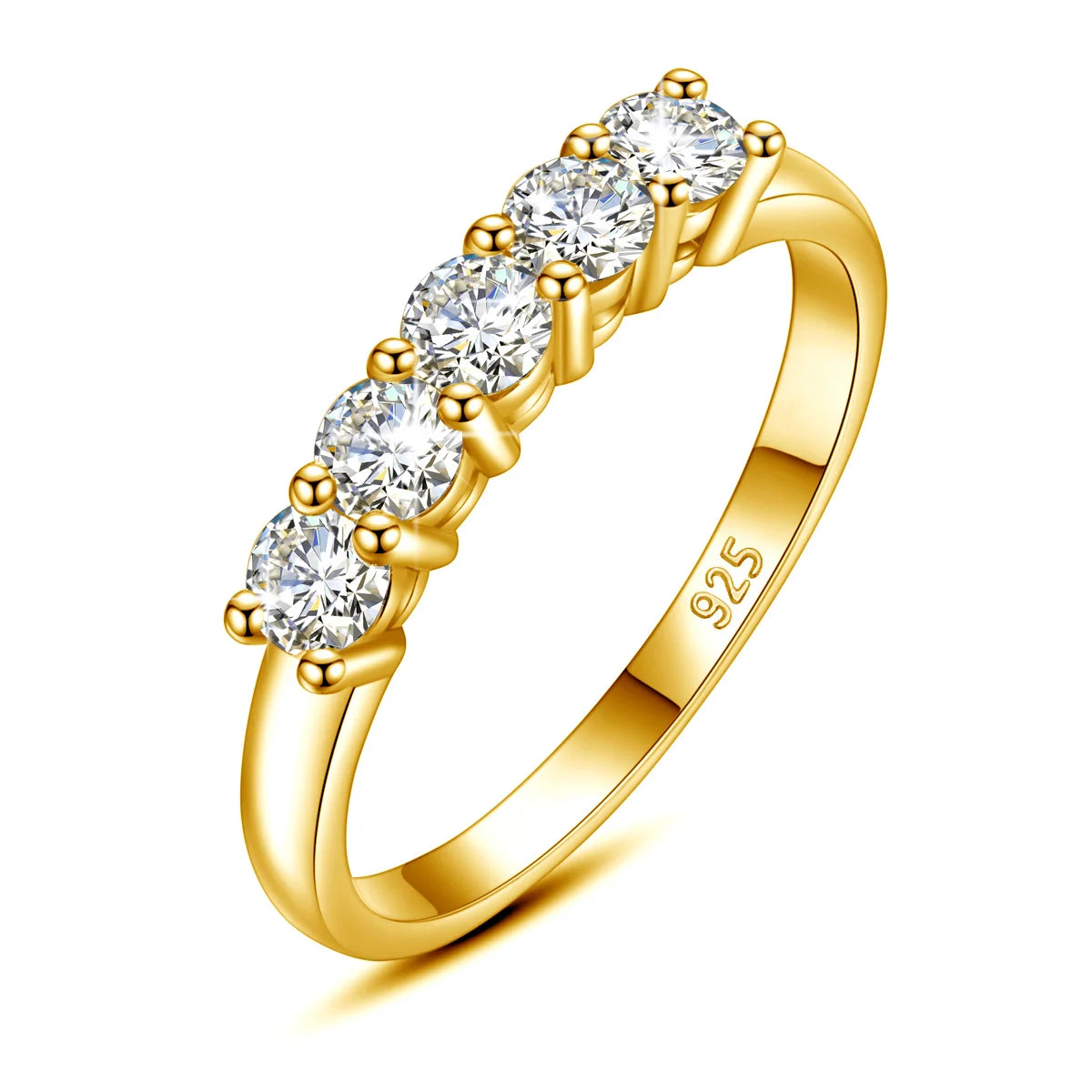 5 Stone Moissanite Ring Silver 925 100% Rose Gold Plated Brilliant Jewelry with Certified Engagement Gifts For Woman Girl - Uknowucme
