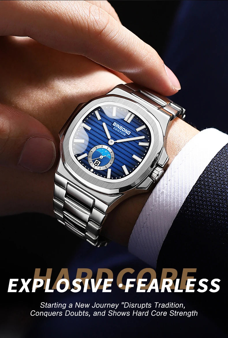 BINBOND Luxury Men Wristwatch Business Waterproof Luminous Date Man Watch Stainless Steel Men's Quartz Watches Relogio Masculino - Uknowucme