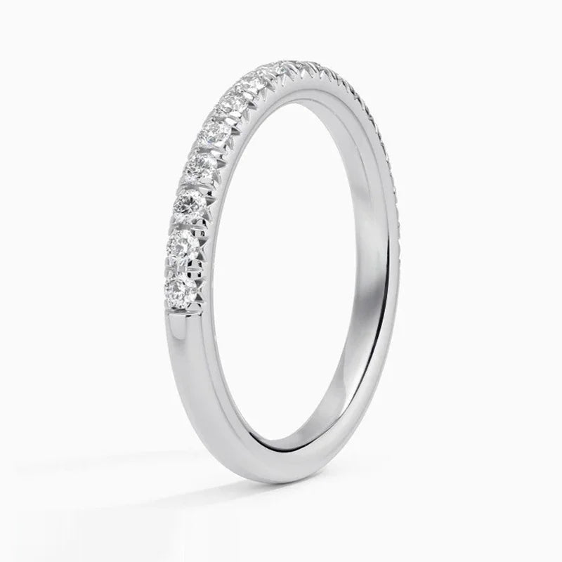 Moissanite Ring 925 Sterling Silver with White Gold Plated Full Diamond Eternity Band Engagement Wedding Rings for Women - Uknowucme
