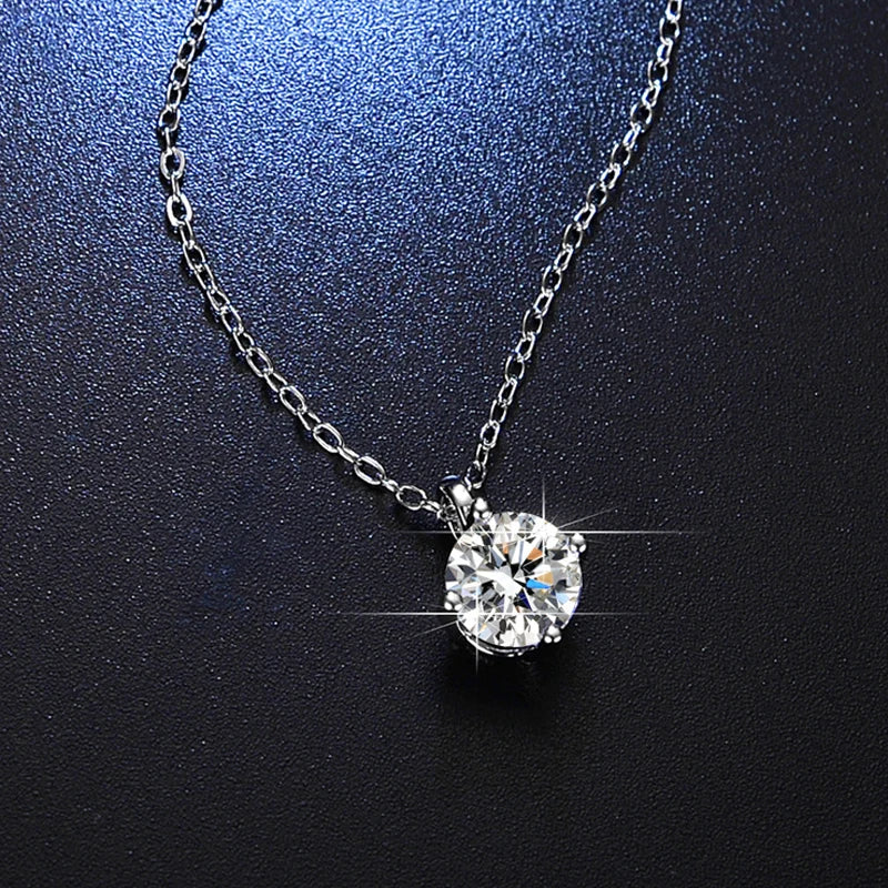 925 Sterling Silver Necklace Pendant 100% Real Moissanite For Women Fashion Clavicle Chain Necklaces Wedding Party Jewelry Gift - Uknowucme