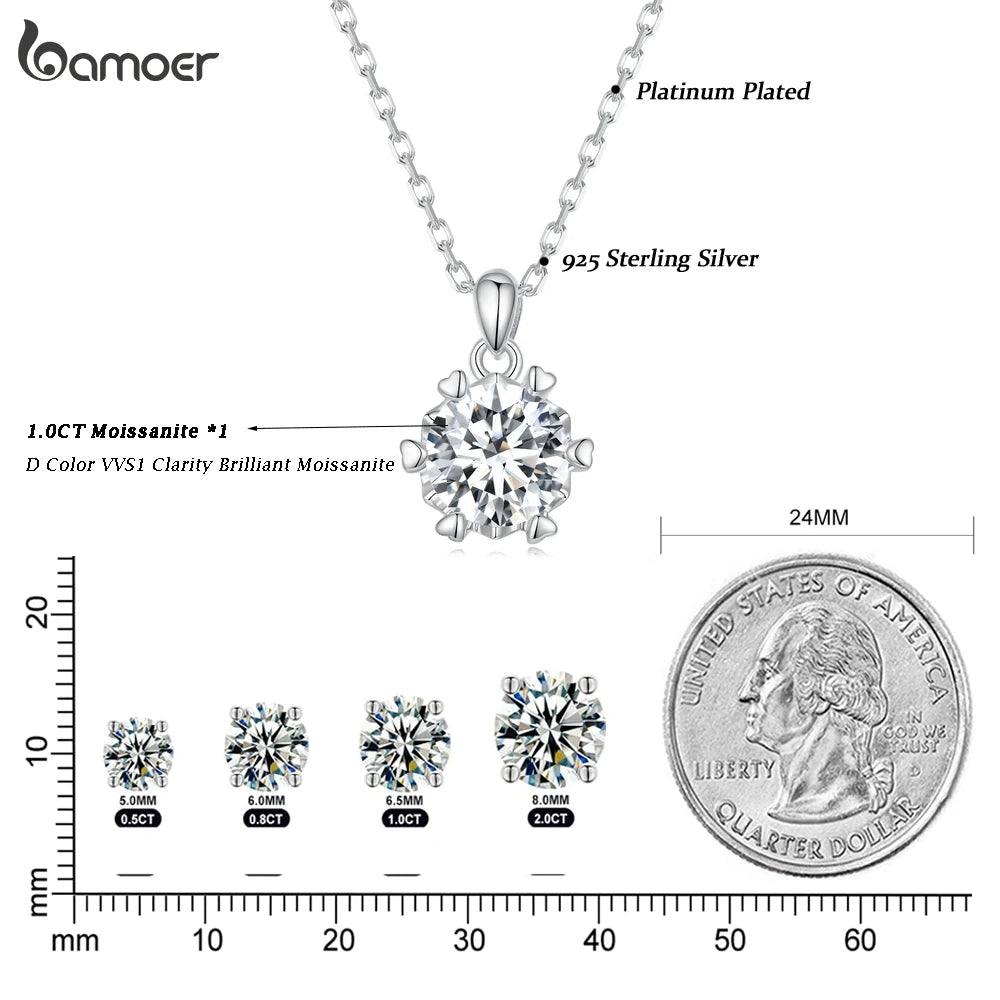 Bamoer 1 Carat Moissanite Pendant Necklace For Women High Quality 925 Sterling Silver Wedding Party Bridal Fine Jewelry 3 Colors - Uknowucme