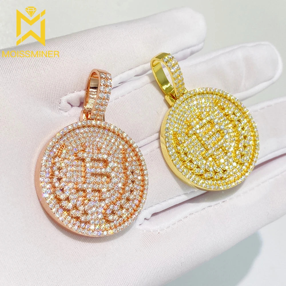 Moissanite S925 Silver Bitcoin Pendant Necklaces For Men Real Diamond Necklace Women Jewelry Pass Tester - Uknowucme