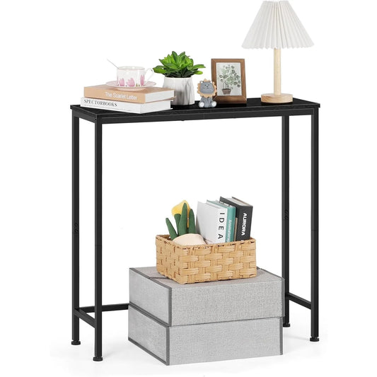 Narrow 29.5" Farmhouse Skinny Console Sofa Table Metal Frame Rustic Brown for Bedroom/Living Room/Foyer