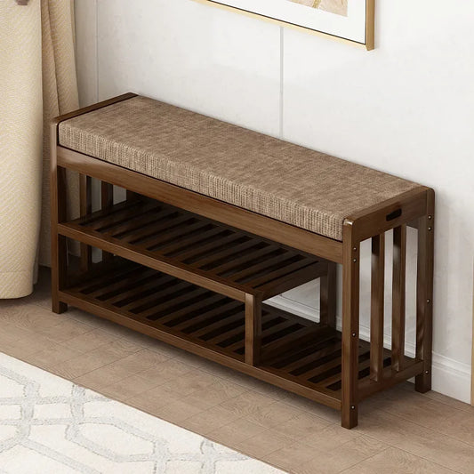 Shoe change stool Home door entry bench Solid wood shoe stool Storage shoe rack Simple bench Soft bag Sofa stool - Uknowucme