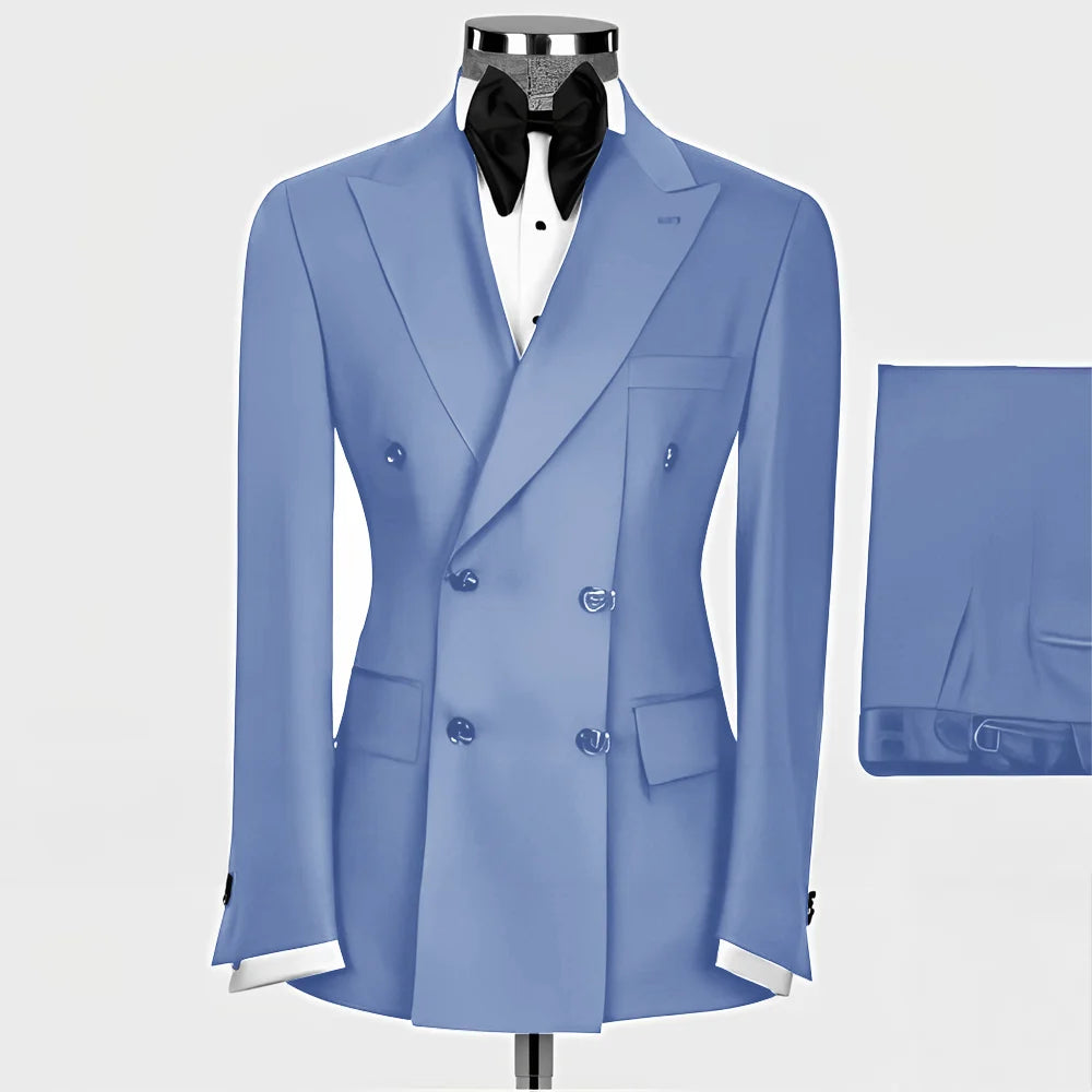Formal Men's Suit 2-piece Peak Lapel Blazer Groom Wedding Tuxedo Classic Slim Fit Outfit Tailor-made Tuxedo for Male - Uknowucme