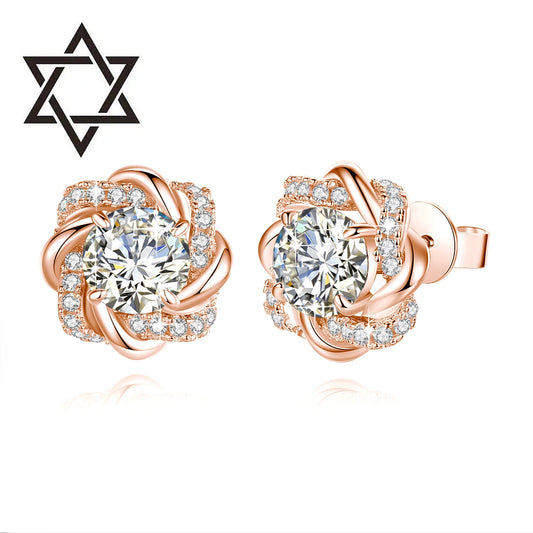Moissanite Earrings With Certificate 2 Carat Rose Gold Luxury Jewelry For Woman Star Of David Design Trend Gift Female Mossanite - Uknowucme