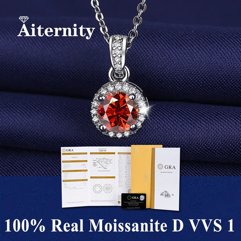 925 Sterling Silver Necklace Pendant 100% Real Moissanite For Women Fashion Clavicle Chain Necklaces Wedding Party Jewelry Gift - Uknowucme