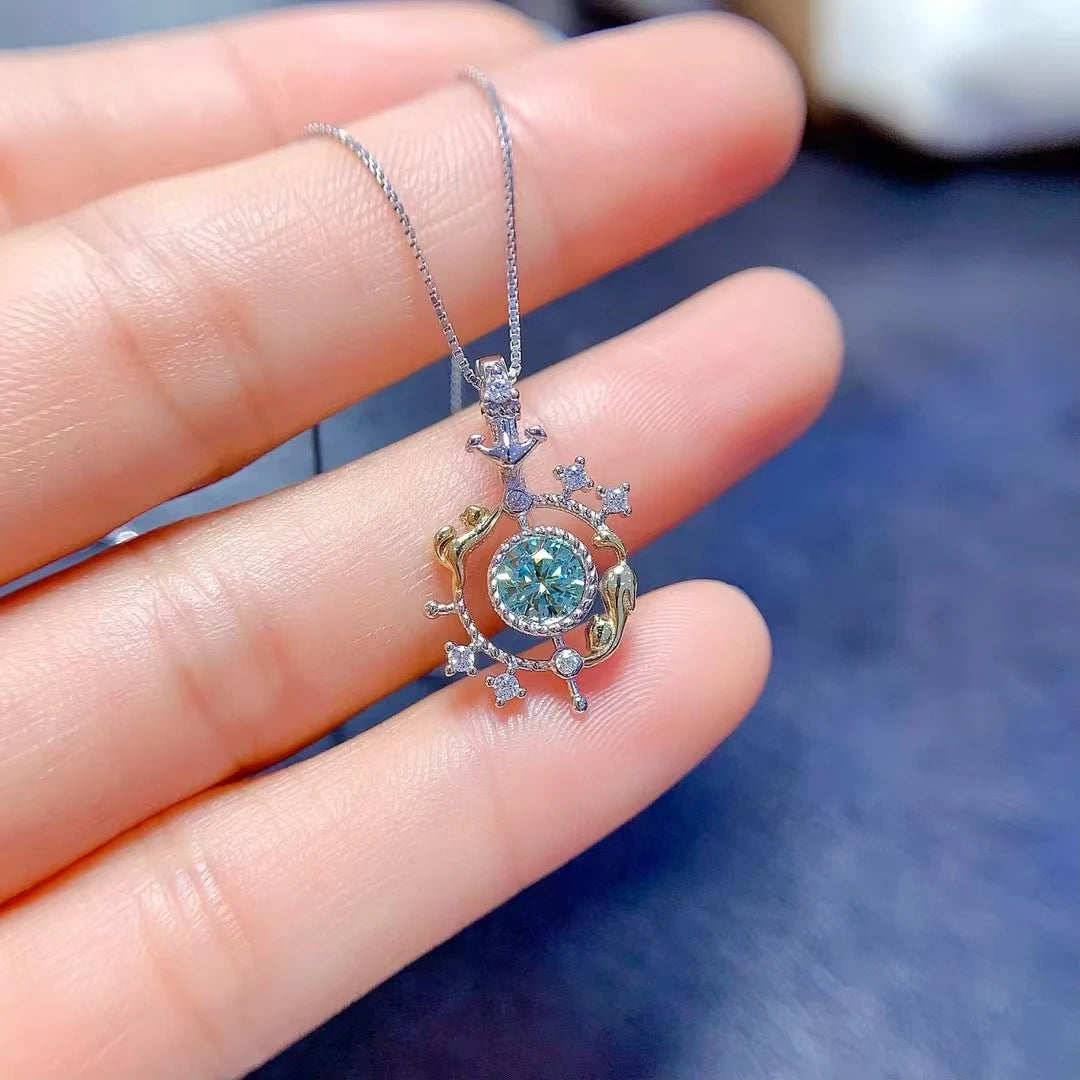 Multi-color Moissanite 925 Silver Pendant 5mm VVS Grade Moissanite Necklace Pendant 18K Gold Plated Gemstone Jewelry - Uknowucme