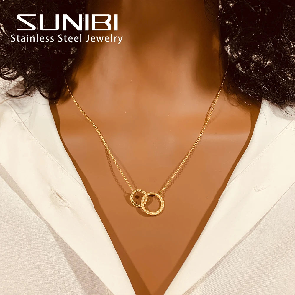 SUNIBI Fashion Stainless Steel Necklace for Woman Personality Infinity Cross Pendant Gold Color Necklaces on Neck Women Jewelry - Uknowucme