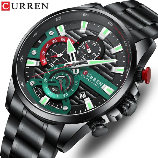 CURREN  Multifunctional Quartz Men's Watch Sport Stainless Steel Strap Luminous Watch with Automatic Date часы мужские наручные - Uknowucme