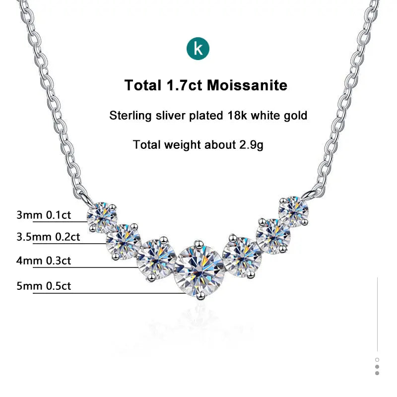 Moissanite Necklace for Woman Wedding Fine Jewely with Certificates 925 Sterling Sliver Plated 18k White Gold Necklace - Uknowucme