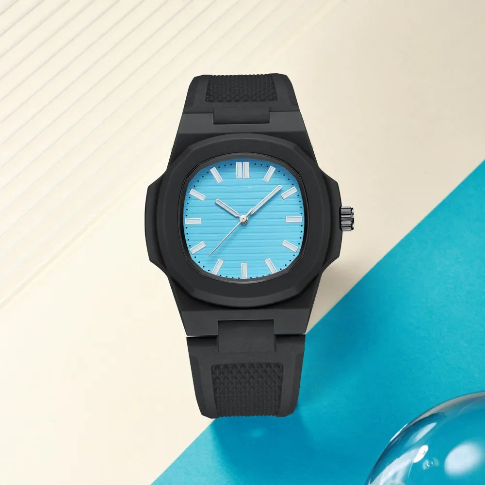 Men Women Watch Classic Orologio Simple Couple Black White Silicone Blue Reloj Quartz Wristwatch Male Man Ladies Student Clock - Uknowucme