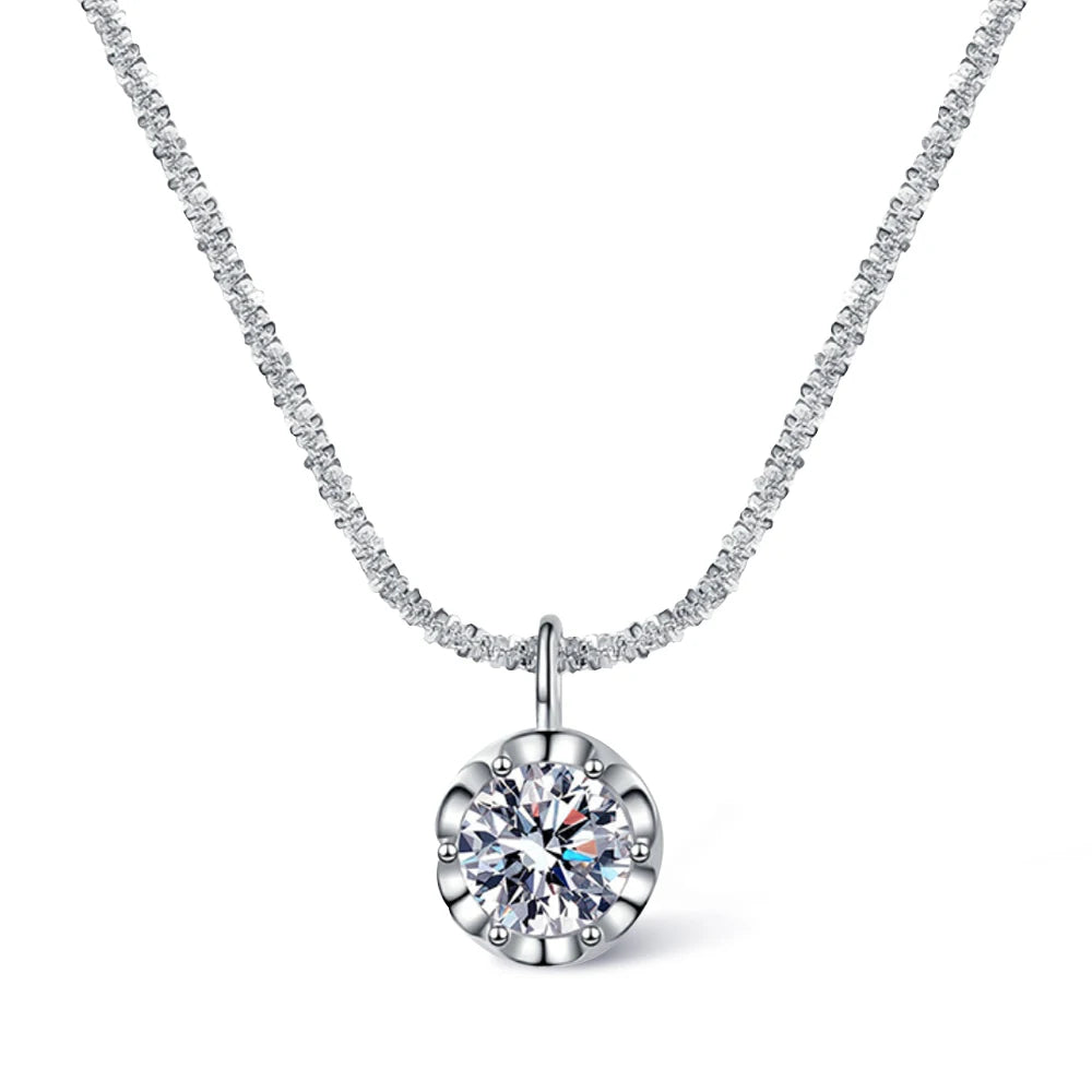 Moissanite Necklaces for Women 925 Sterling Silver Sparkling Cauliflower Chain with 2CT Diamond Pendant Dainty Jewelry Gift - Uknowucme