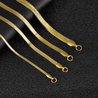 2-5mm Width Stainless Steel Flat Chain Necklace Hot Fashion Herringbone Gold Color Snake Chain for Men Women Gift Jewelry - Uknowucme