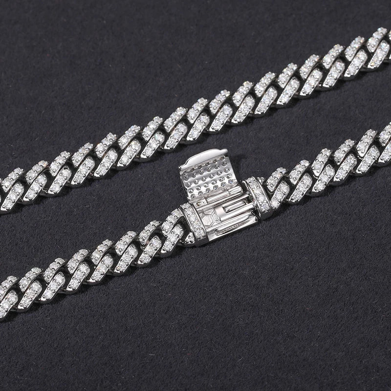 High Quality 6mm 925 Silver Necklace Cuban Chain Men Moissanite Necklace For Men Hip Hop Jewelry Gift - Uknowucme