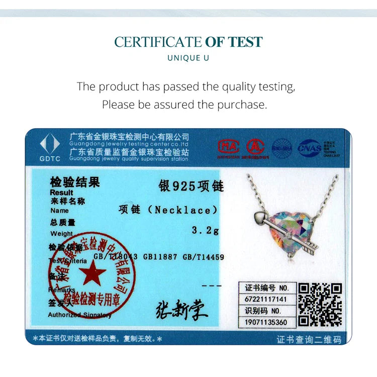 WOSTU 925 Sterling Silver Original Zircon Love Necklace Adjustable Neck Chain Cupid Arrow Heart Pendant For Women Jewelry Gift - Uknowucme