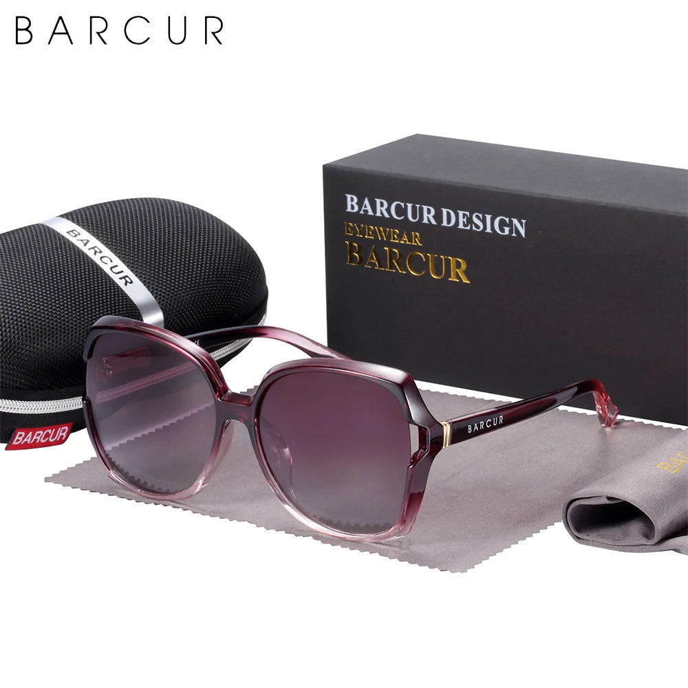 BARCUR Brand Oversize TR90 Sunglasses Women Polarized Sunglasses Ladies Shades With Gradient Lens UV400 Protection - Uknowucme