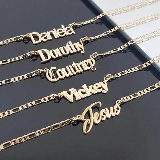 Personalized Name Necklace With Figaro Chain Best Friendship Stainless Steel Custom Gift For Her Him Jewelry 2022 - Uknowucme