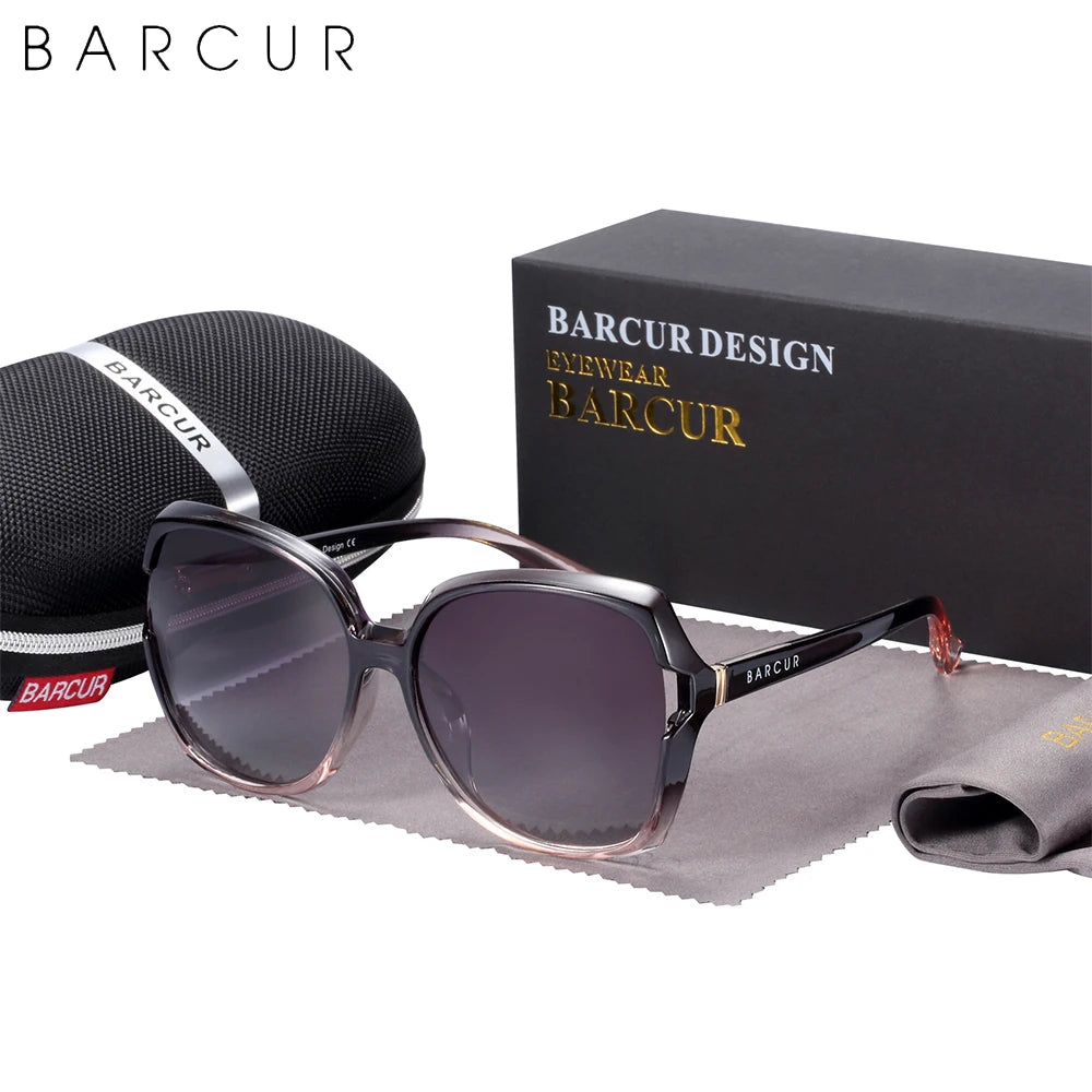 BARCUR Brand Oversize TR90 Sunglasses Women Polarized Sunglasses Ladies Shades With Gradient Lens UV400 Protection - Uknowucme