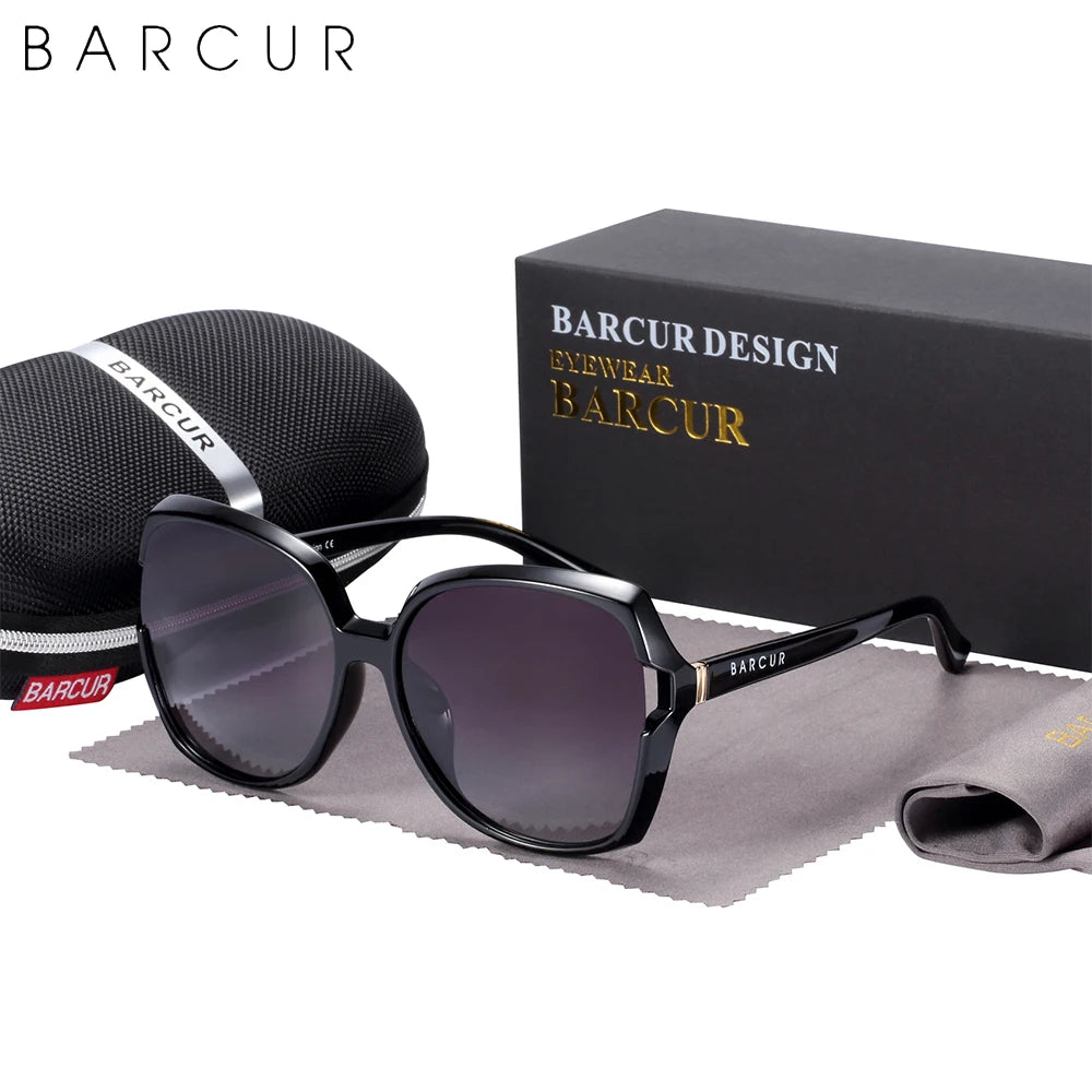 BARCUR Brand Oversize TR90 Sunglasses Women Polarized Sunglasses Ladies Shades With Gradient Lens UV400 Protection - Uknowucme