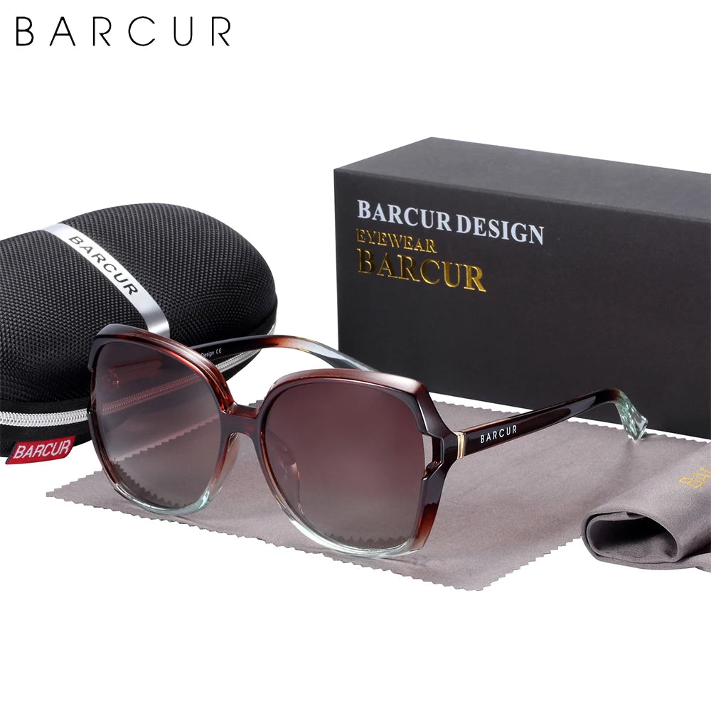 BARCUR Brand Oversize TR90 Sunglasses Women Polarized Sunglasses Ladies Shades With Gradient Lens UV400 Protection - Uknowucme